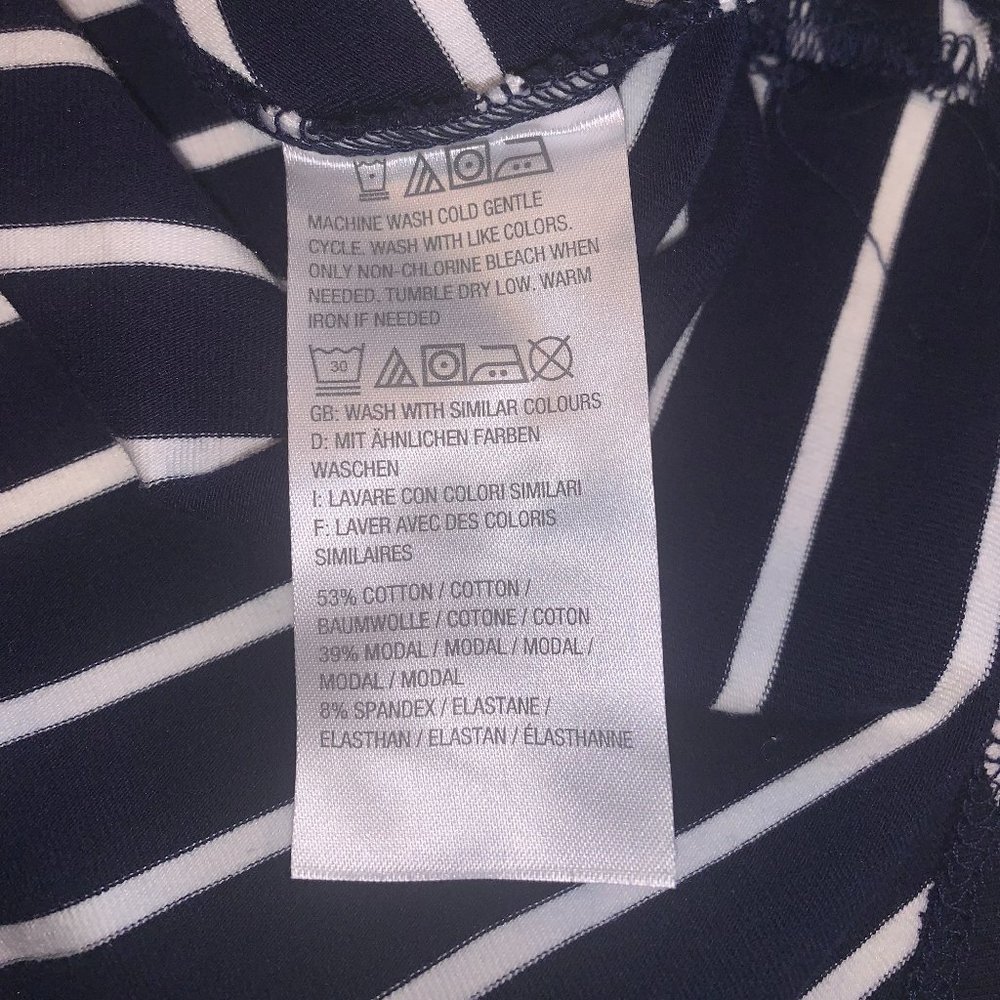NWOT Isaac Mizrahi Live! Lg Blue/White Striped Cold Shoulder Maxi Dress Hi - Low - Picture 6 of 9